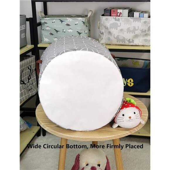 Large Storage Basket,Laundry Hamper/Bathroom/Home Decor/Collapsible Round Bin - Picture 7 of 8